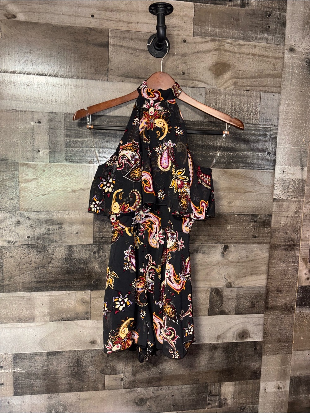 Charlotte Russe Black Paisley High neck Romper XS